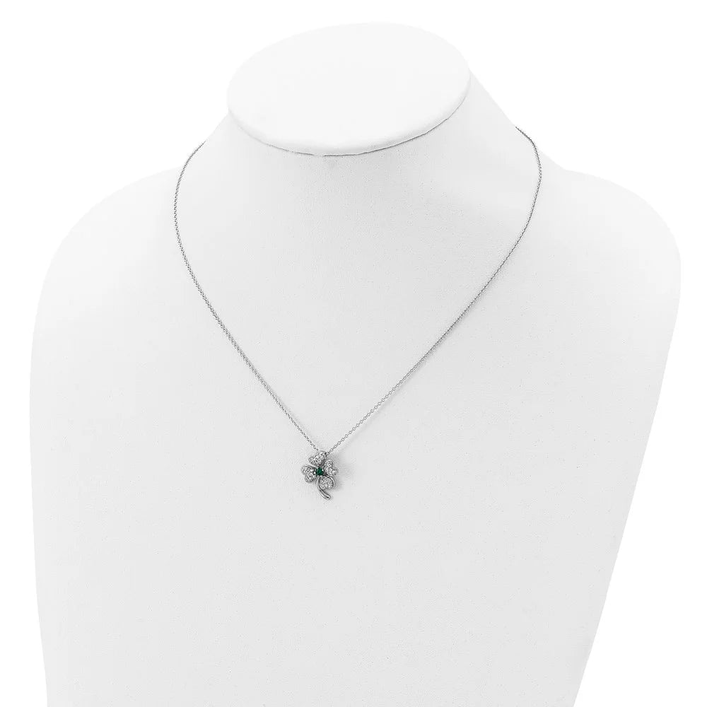 18 Inch Sterling Silver Four Leaf Clover Necklace C645