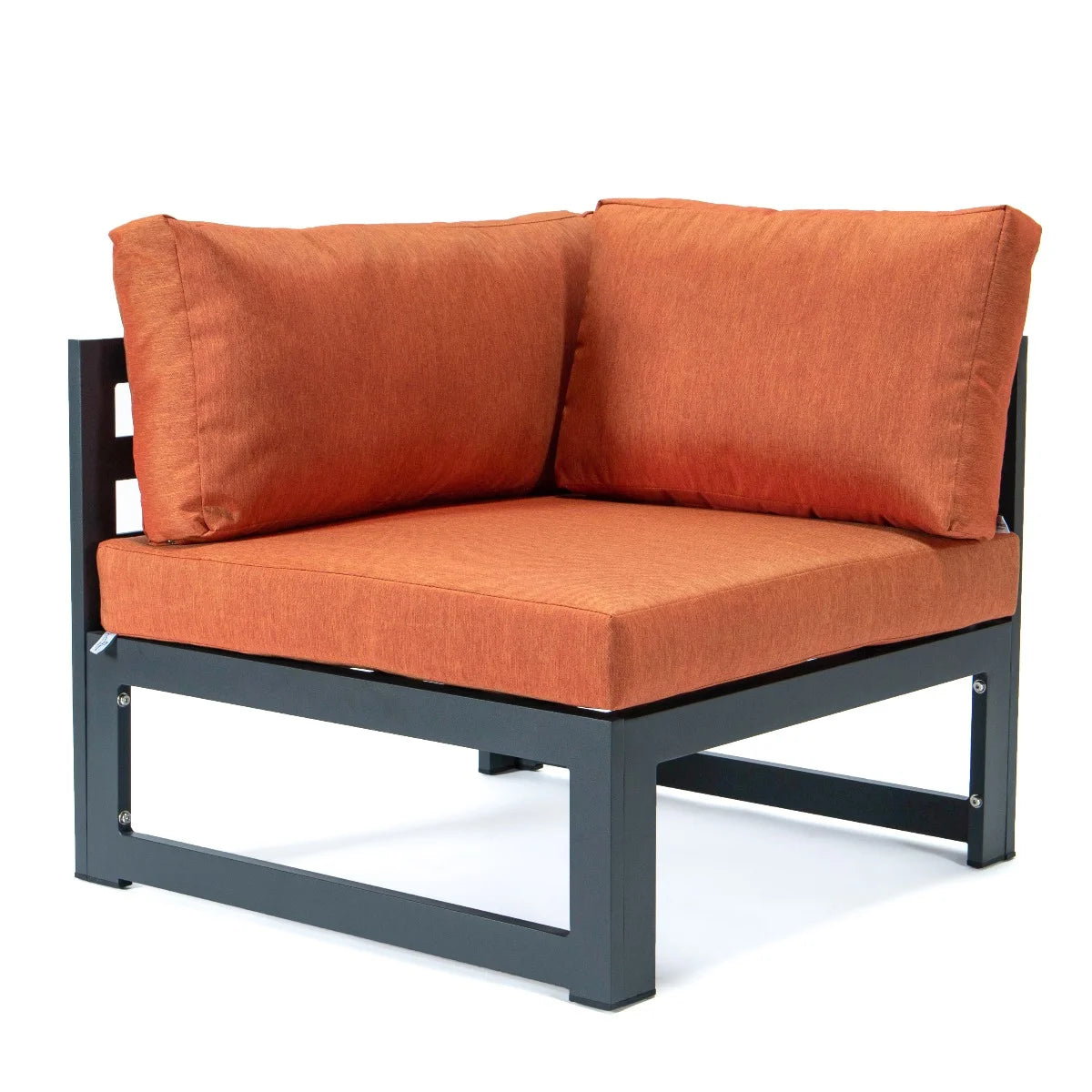 Black Aluminum 6-Piece Patio Sectional Sofa Set with Ottomans & Cushions Y58117
