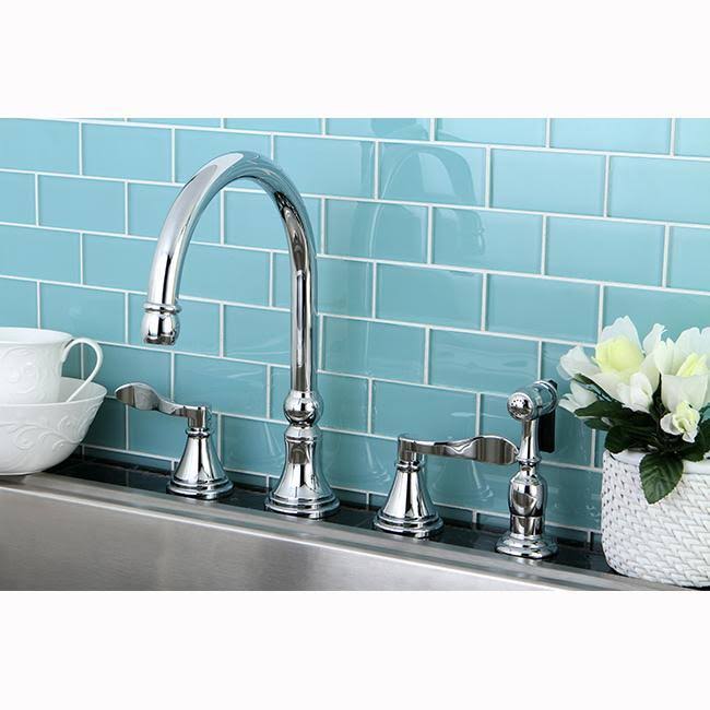 Oil Rubbed Bronze Double Handle Deck Mount Kitchen Faucet with Brass Sprayer X7015