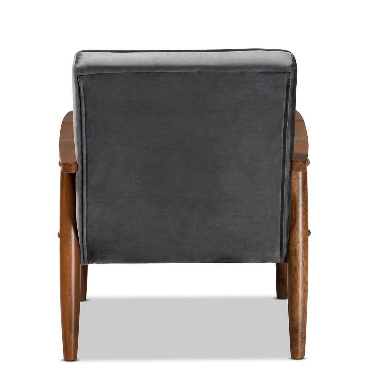 Grey Velvet Upholstered Wood Lounge Chair I7649