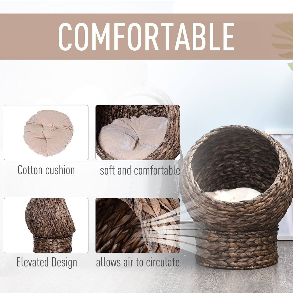 Cat Braided Banana Leaf House with Cotton Bed V44764
