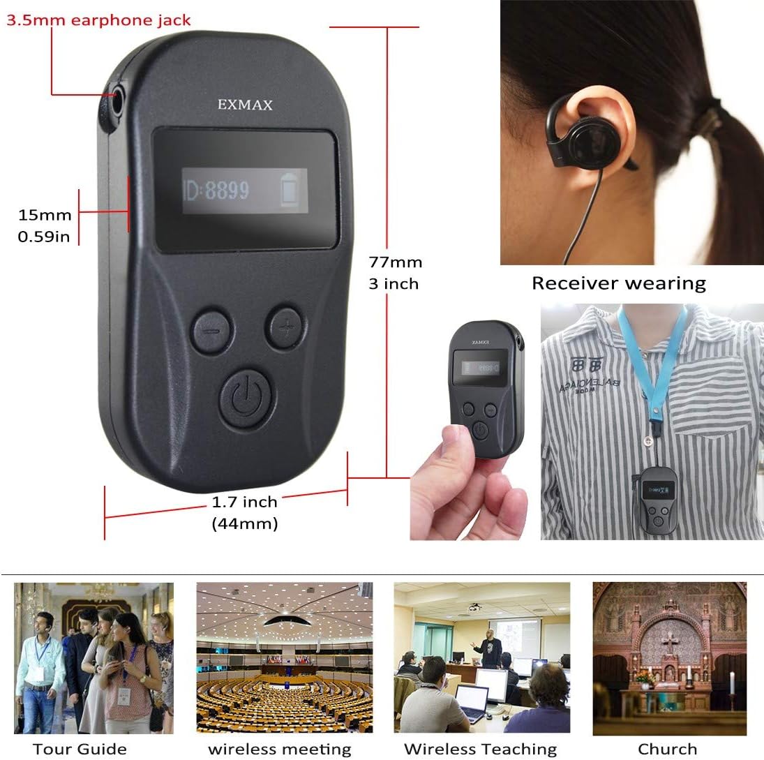 2.4GHz Wireless Audio Tour Guide System - 2 Transmitters 15 Receivers & Silver Storage Case A749262