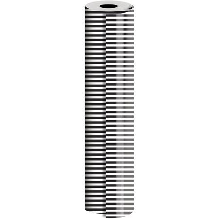 Industrial Size Wrapping Paper Rolls, Black White Stripe, Full Ream X74213