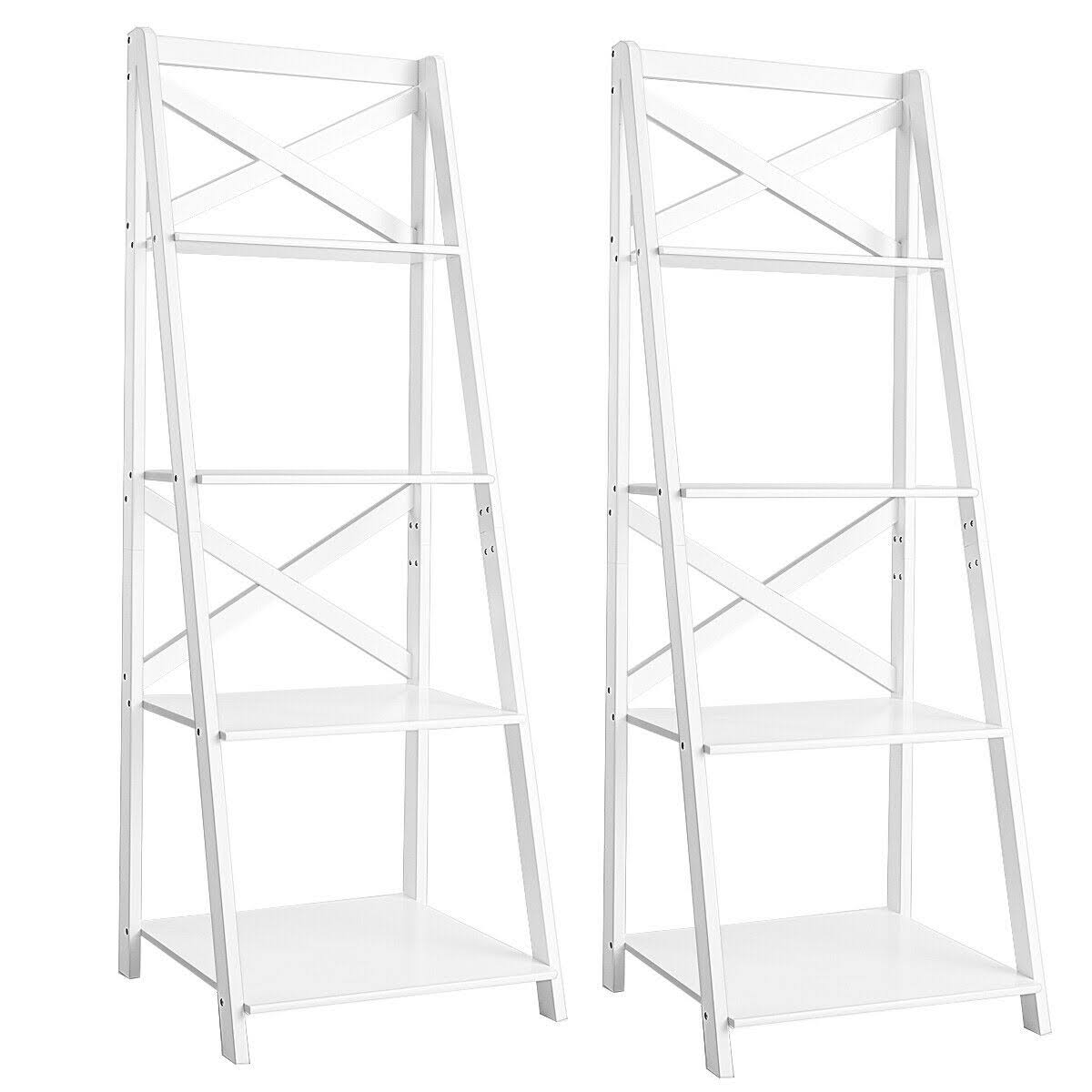 White 4-Tier Wood Display Storage Bookshelf Z975466