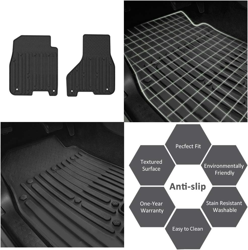 Black Front Row All Weather TPE Floor Mat Set B492