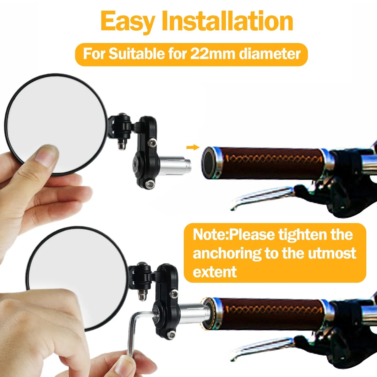 2Pcs Adjustable Foldable Bicycle Handlebar Rearview Mirrors W81503