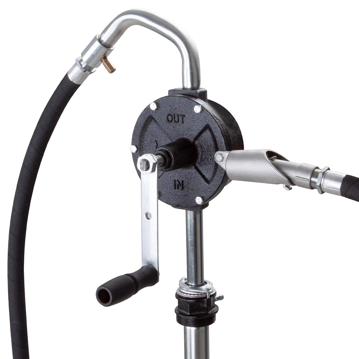 10 GPM Rotary Vane Manual Fuel Transfer Pump with 8-Ft Anti-Static Hose, Non-Sparking Nozzle, Holder, Vacuum Breaker & Flame Arrestor W841546