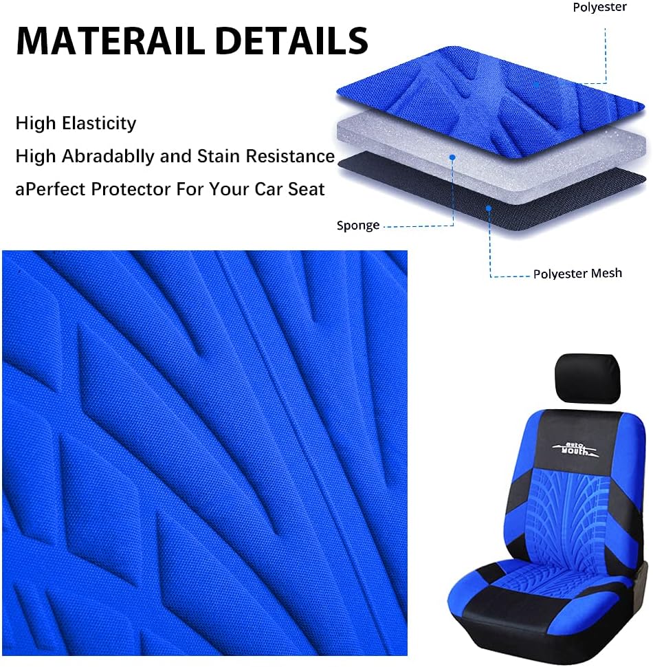 Blue Full Set Car Seat Covers - 9pcs K649