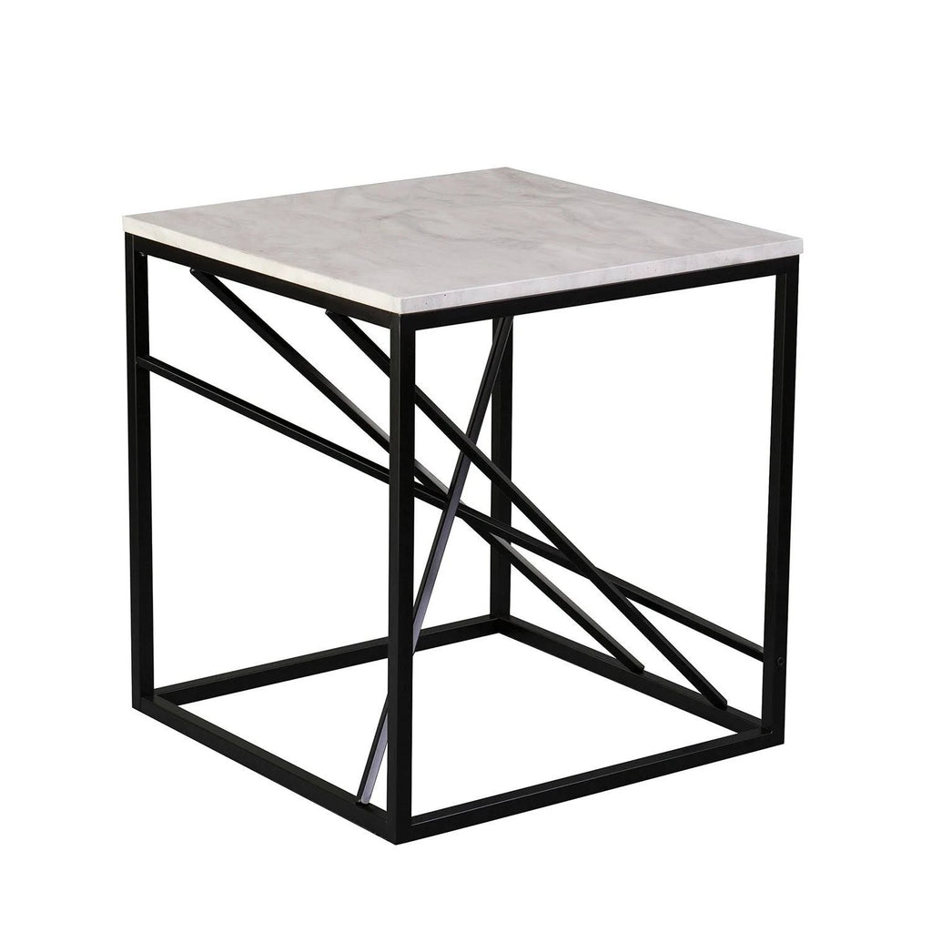 White Faux Marble End Table E856671