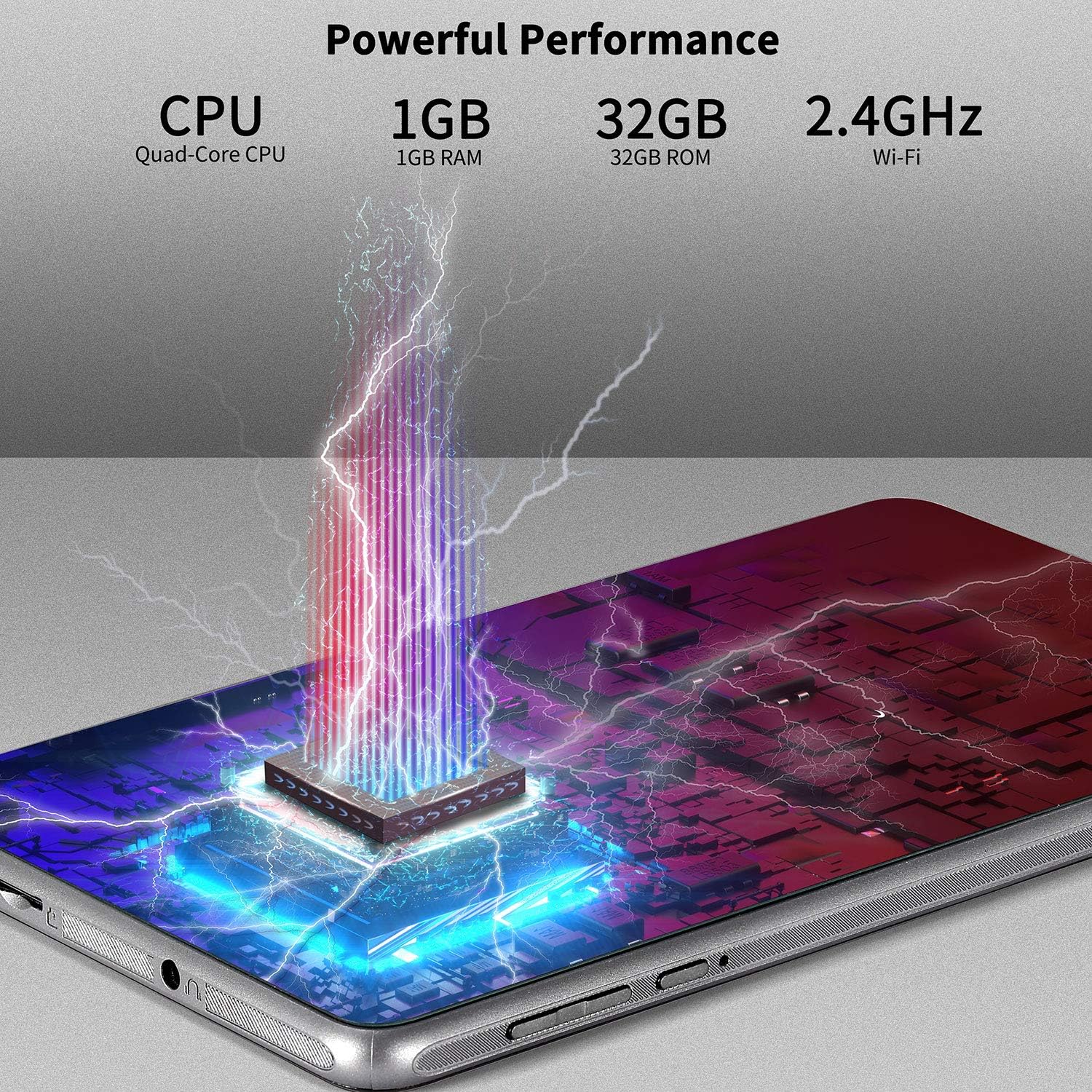 7 inch Android Tablet, Quad-Core 1.4GHz Processor, 32GB Storage, Dual Camera, 1024x600 IPS HD Display, 128GB Expand, WiFi, Pack of 2 N7578