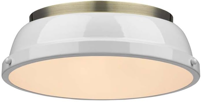 Flush Mount, Aged Brass with White Shade W887324