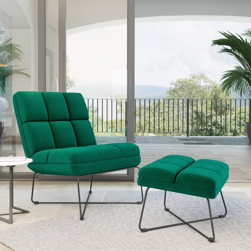 Emerald Armless Chair and Ottoman Set U5647