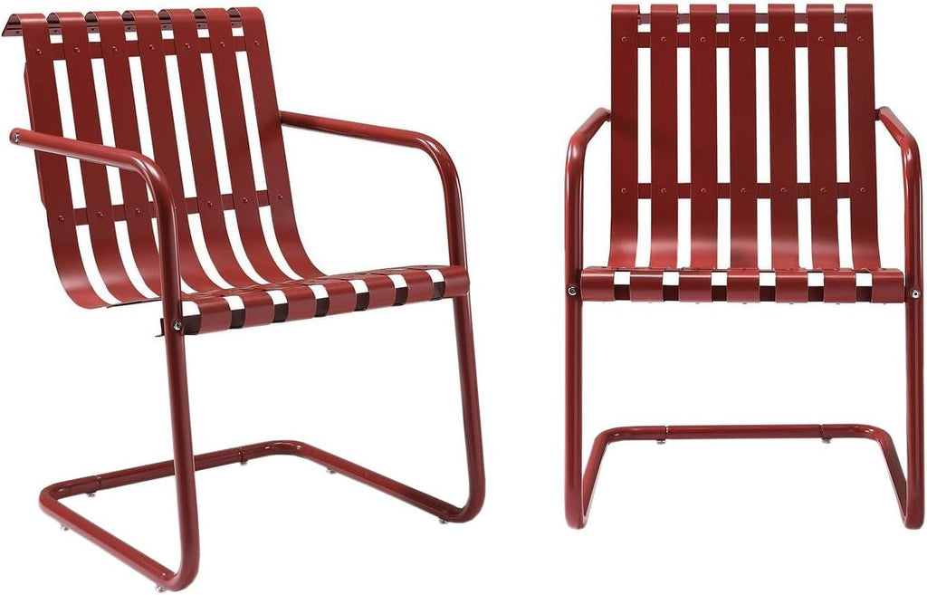 Caribbean Blue Metal Outdoor Spring Chair (Set of 2) V768