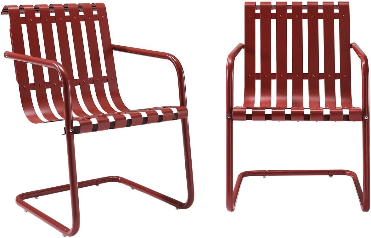 Caribbean Blue Metal Outdoor Spring Chair (Set of 2) V768
