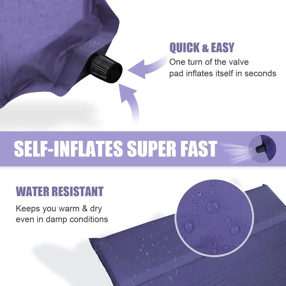 Navy Large Double Self Inflating Sleeping Pad with Pillow S49505
