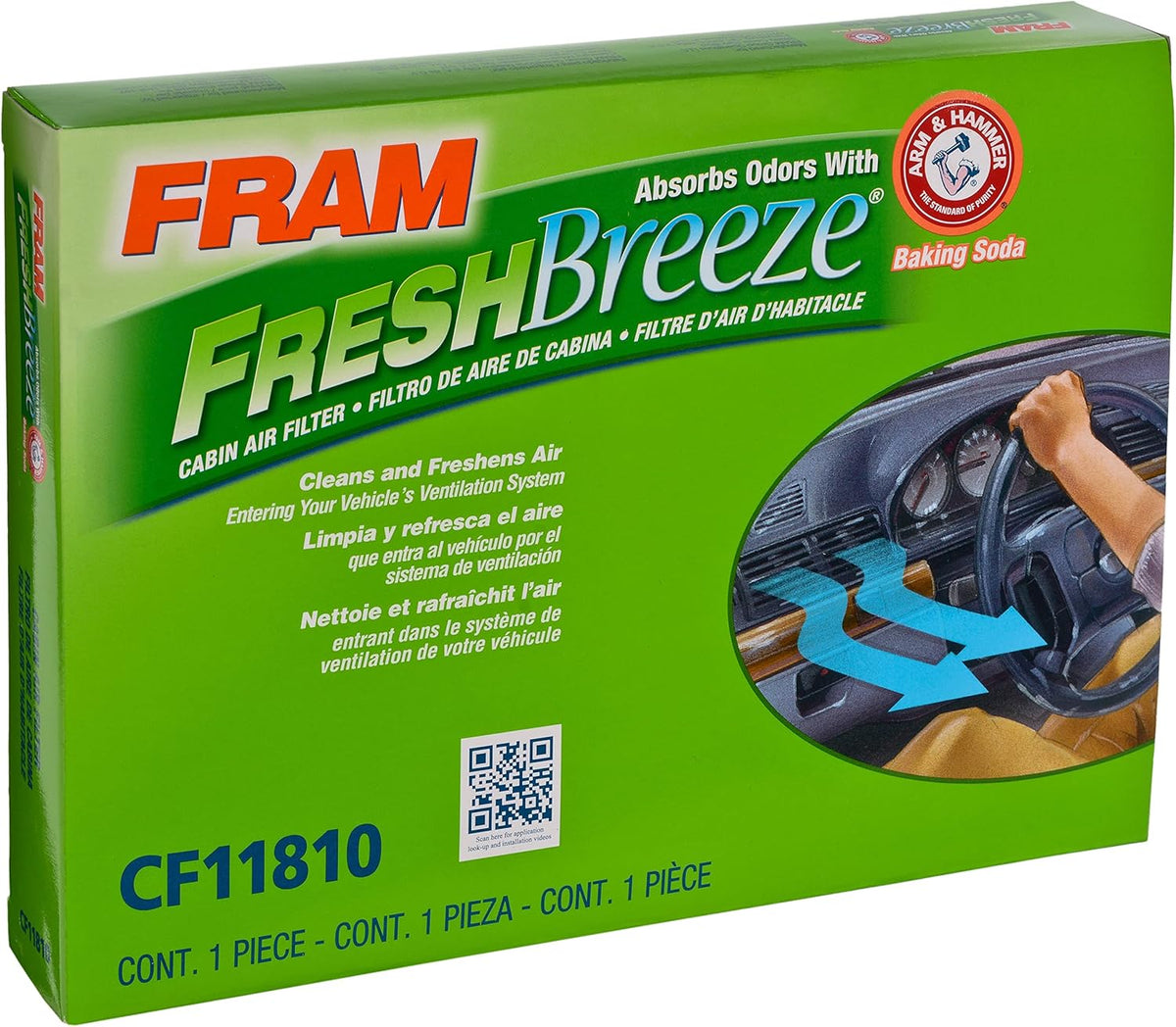 Fresh Breeze Cabin Air Filter with Arm & Hammer Baking Soda, Pack of 2 U79143