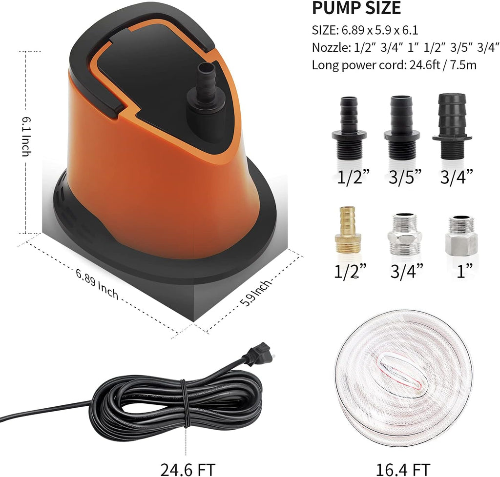 1100 GPH Submersible Water Pump with Adjustable Bottom Filter, Pack of 2 Y94134