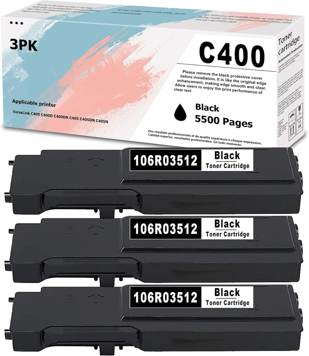 3 Pack Black Toner Cartridge for Xerox C400 C405 Printer Z6491