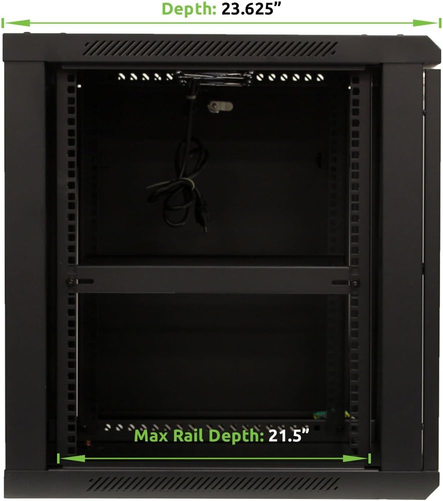 12U Wall Mount 19 Inch Server Cabinet Rack Enclosure Glass Door Lock J7572