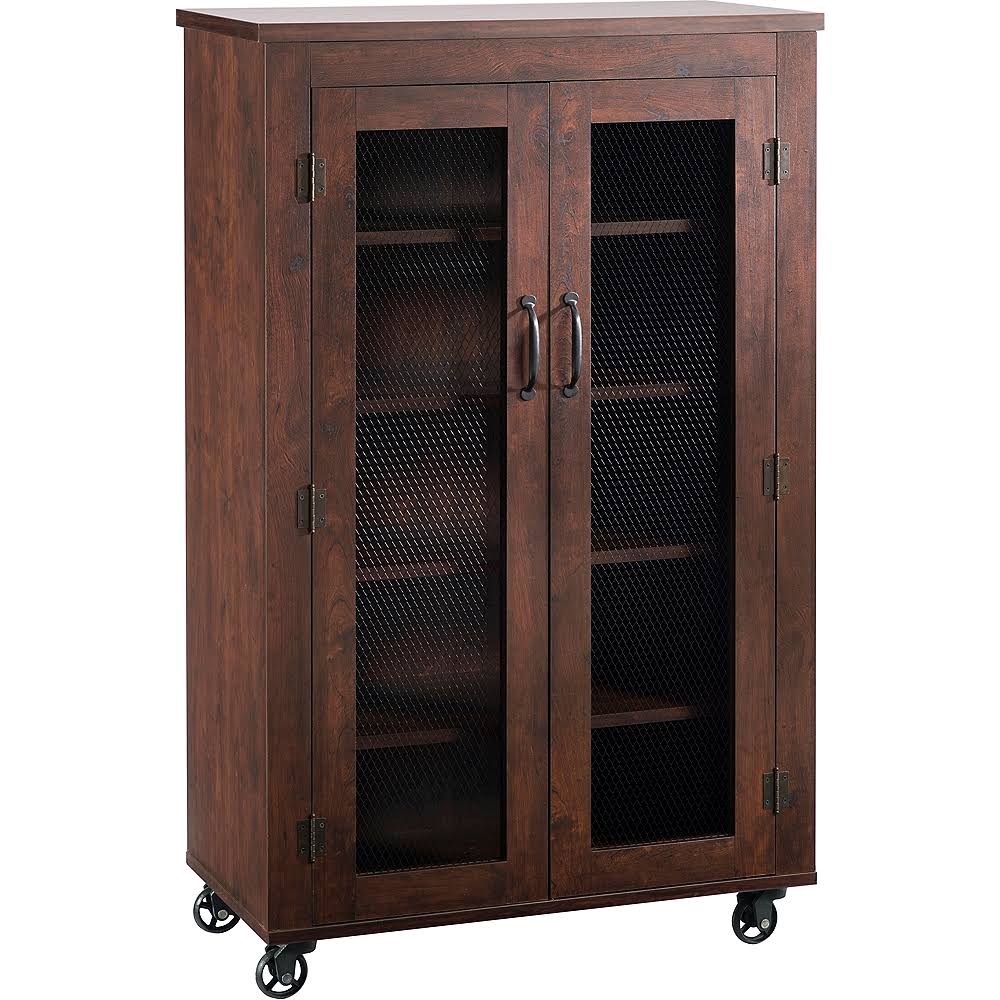Vintage Walnut 5-Shelf Rolling Storage Cabinet M440986