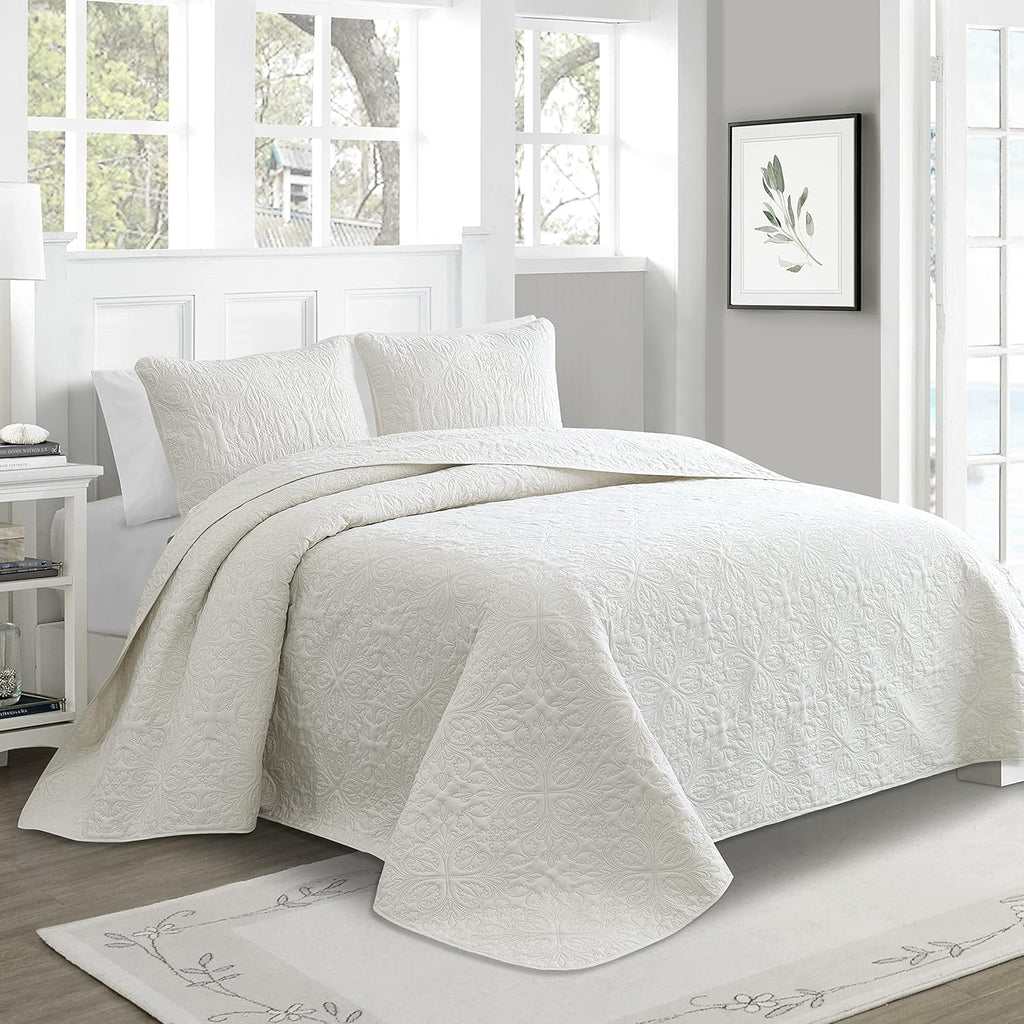 Oversized 3 Piece Reversible Bedspread Coverlet Set, King / Cal King, Taupe M385