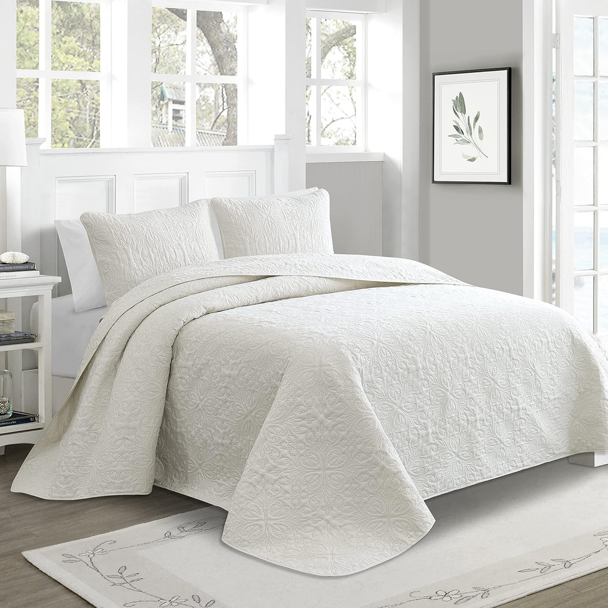 Oversized 3 Piece Reversible Bedspread Coverlet Set, King / Cal King, Taupe M385