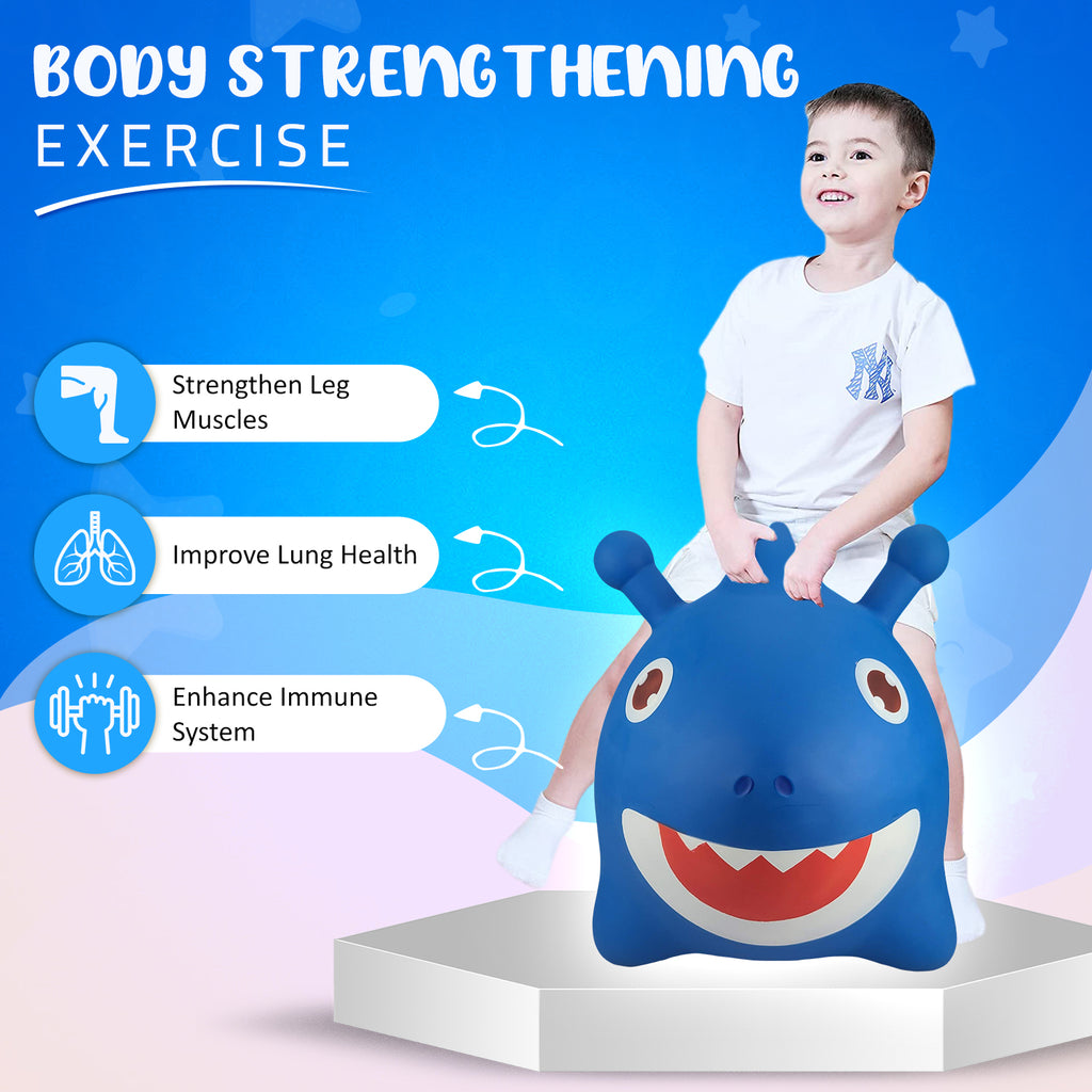 Blue Inflatable Bouncing Horse Hopper Toy D9688