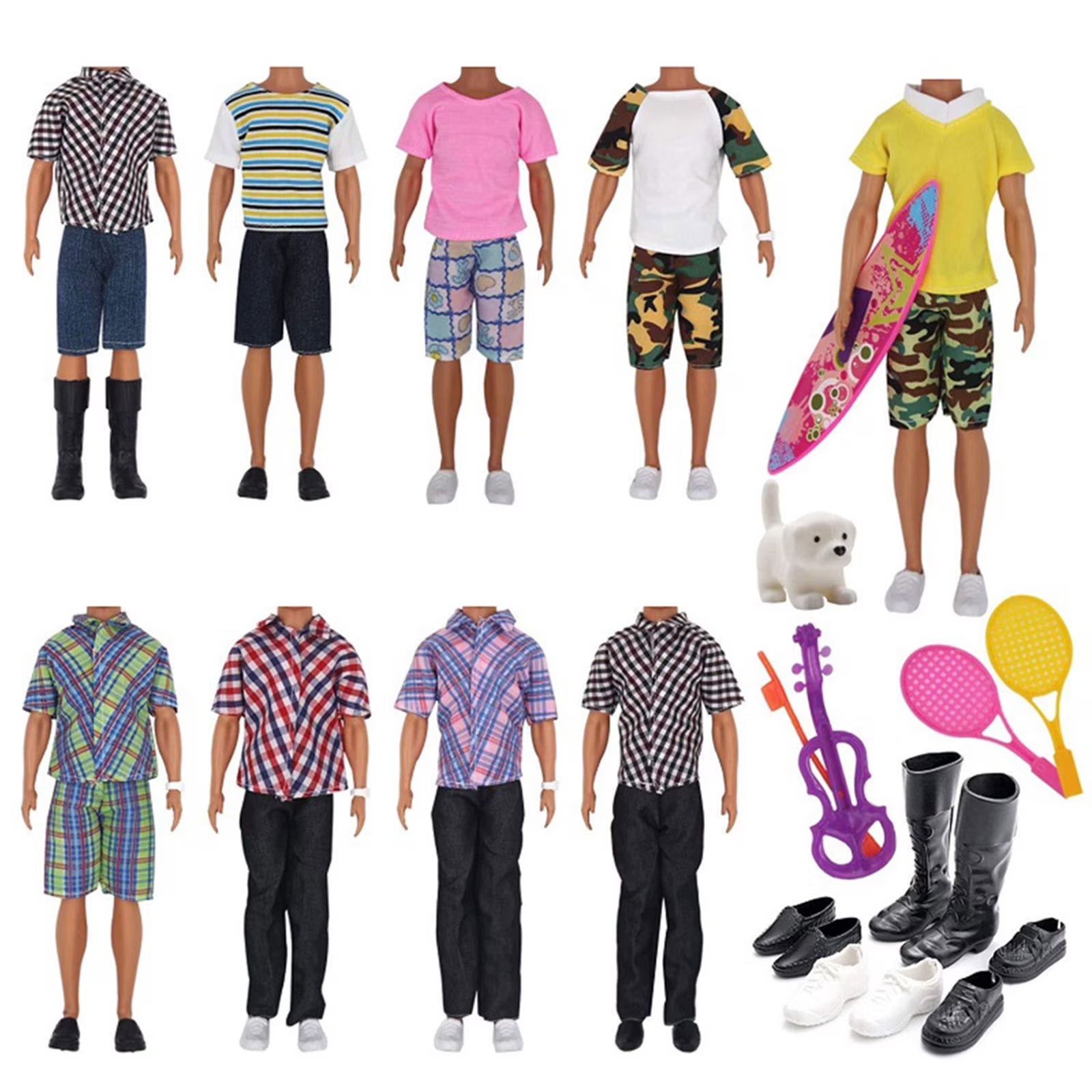 16 Pieces Boyfriend Dolls Clothing Shoes Handmade 11inch Toys E9534