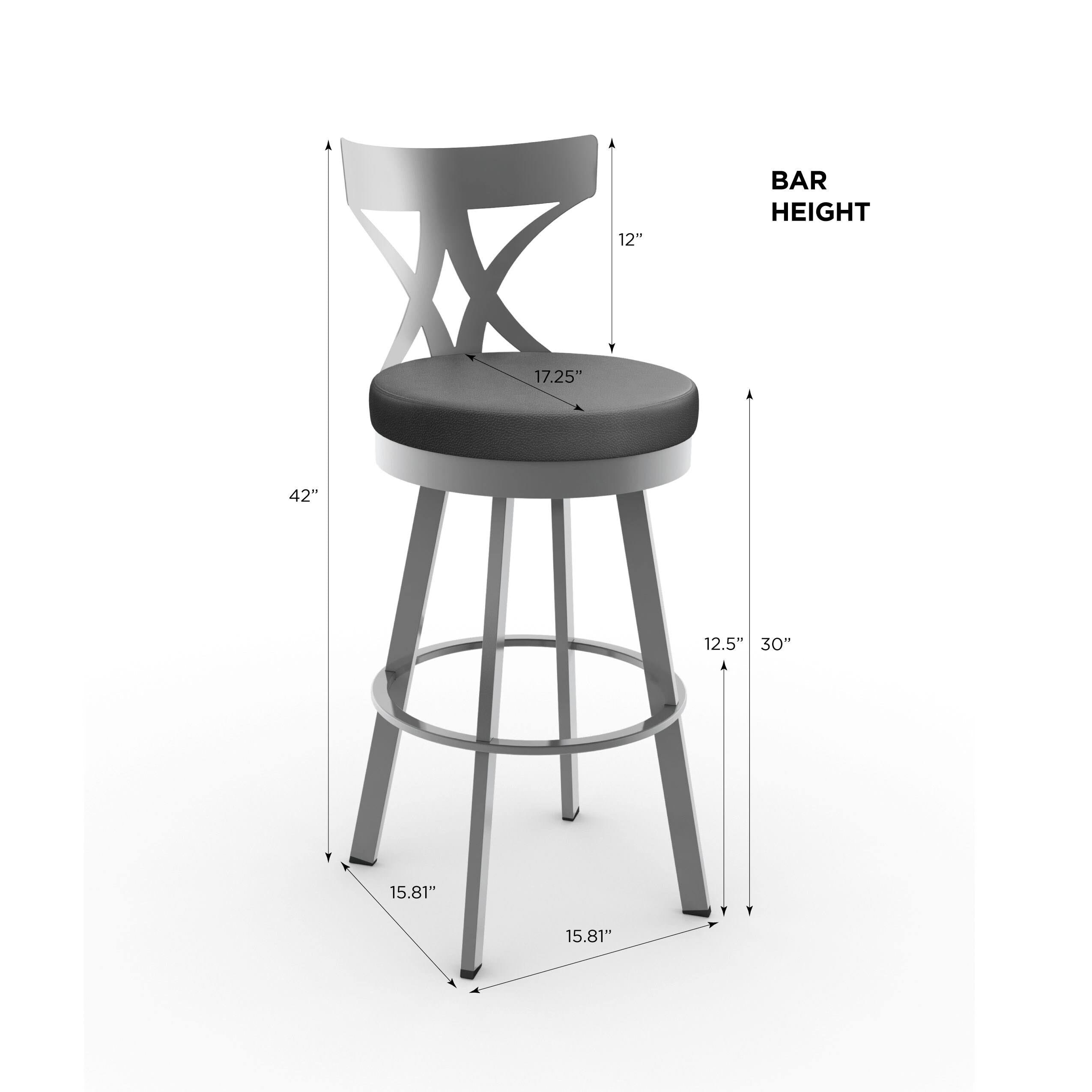 Grey Woven Fabric Black Metal Swivel Bar Stool C3223