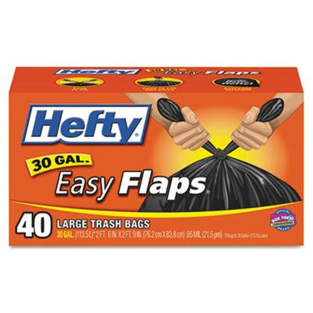 Hefty Easy Flaps Trash Bags 30 Gal 0.85 Mil 30 x 33 Black 240 /carton Q7130