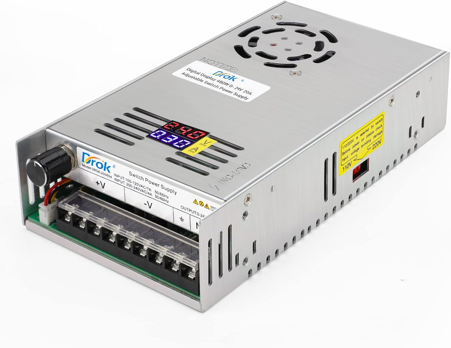 24V 20A 480W Buck Converter Dual Display Variable Adjustable Regulated Switching Voltage Transformer A162