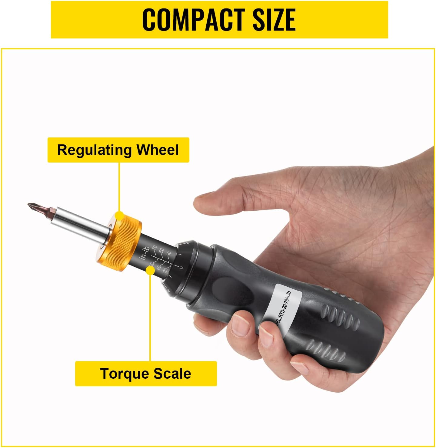 1/4" Drive Torque Screwdriver, 20-70 in/lbs, Adjustable, with Bits & Case, Pack of 2 H8063