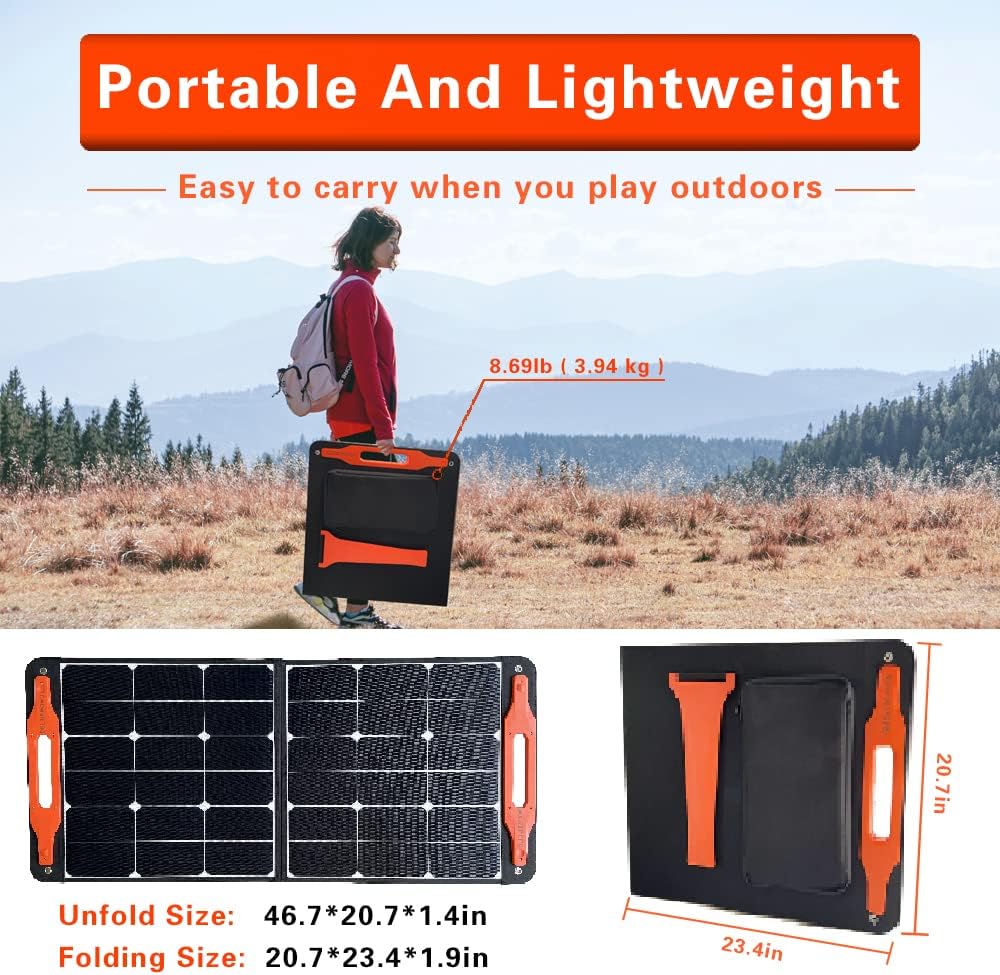 100W Portable Folding Solar Panel Charger with USB Outputs X255