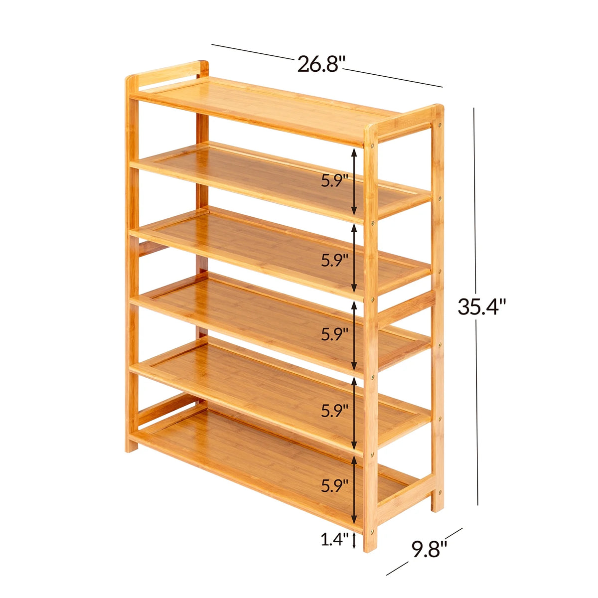 6 Tier Natural Wood Bamboo Shoe Rack W305