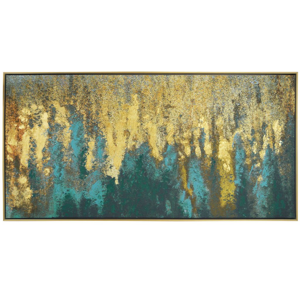 Liquid Gold Abstract Framed Embellished Foiled Canvas I1019