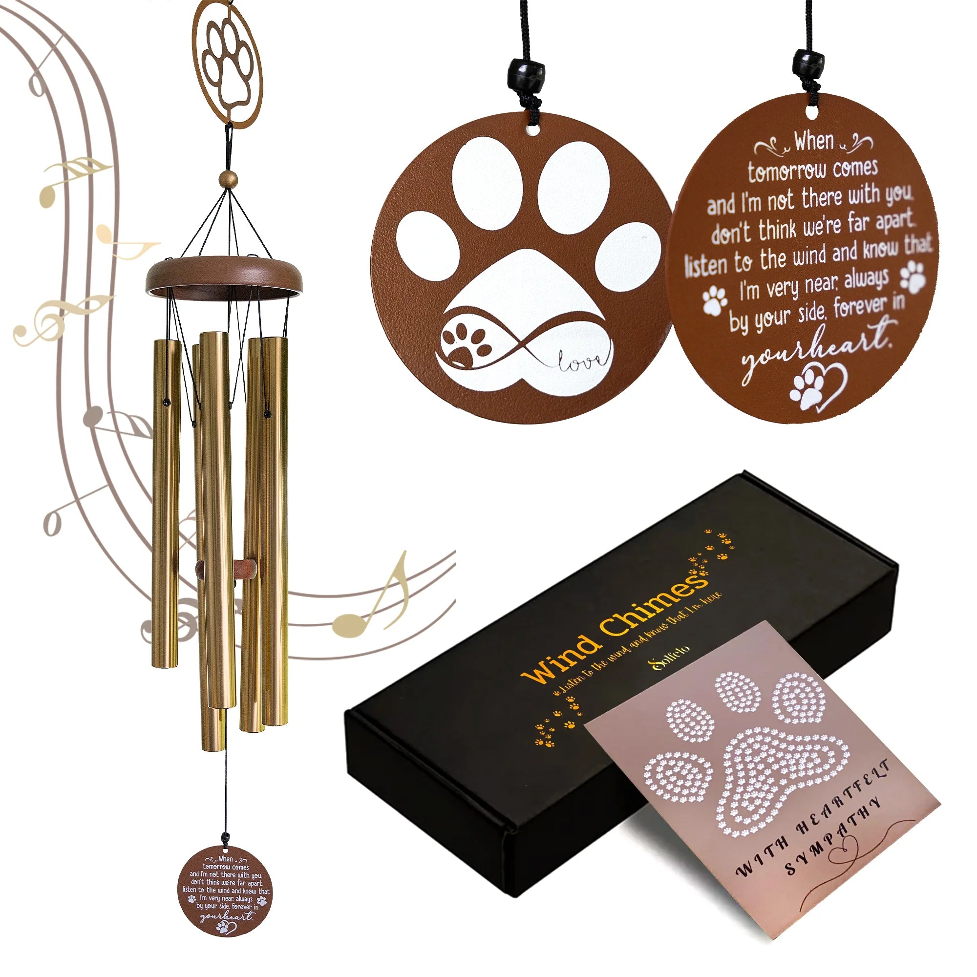 Memorial Wind Chimes with Sympathy Card, 30 inch J311460