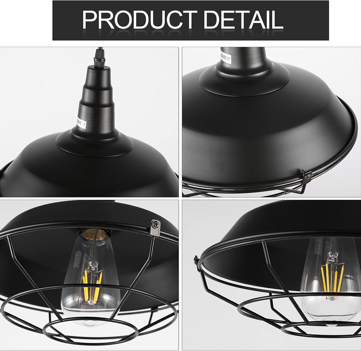 2 Pack Black Metal Wire Cage Plug in Pendant Light P402253