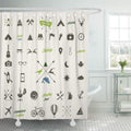 Mountain Camp Camping Fire Tent Map Campfire Forest Shower Curtain 66x72 inch U338763