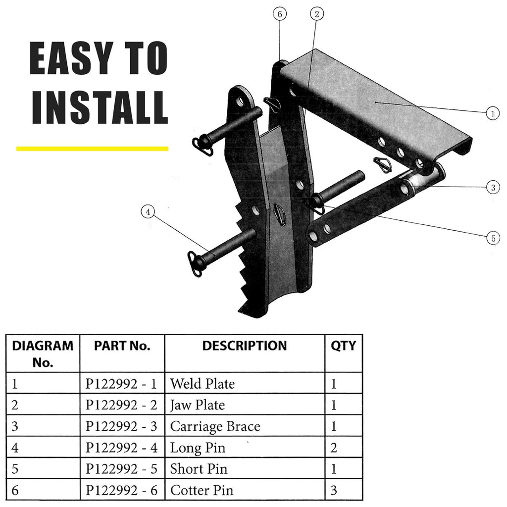 24 Backhoe Thumb, 1/2 Steel Thickness, Black Steel Weld On Thumb Attachments with 12mm Bolt-On Design E84539