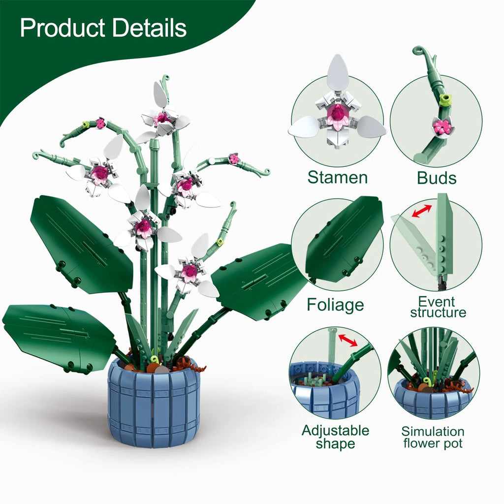White Butterfly Orchid Building Block Set I36189