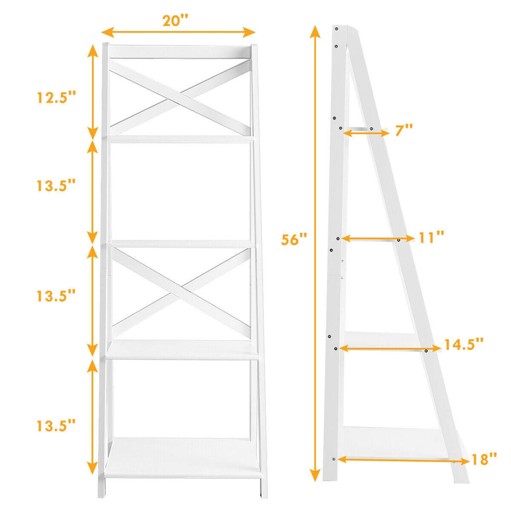 White 4-Tier Wood Display Storage Bookshelf Z975466
