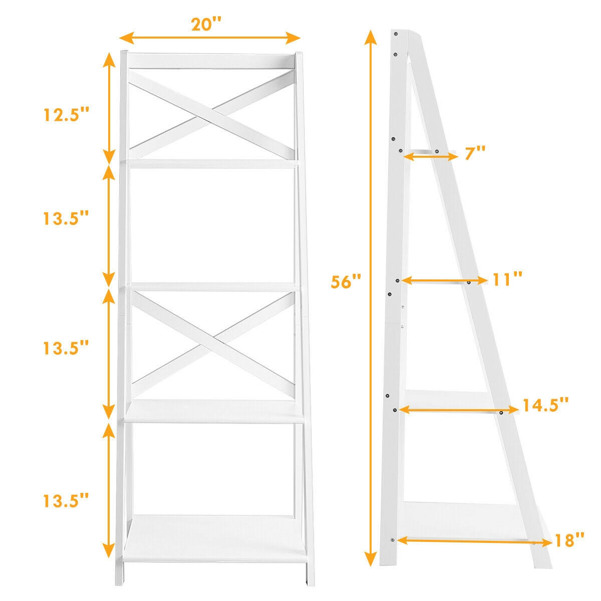 White 4-Tier Wood Display Storage Bookshelf Z975466