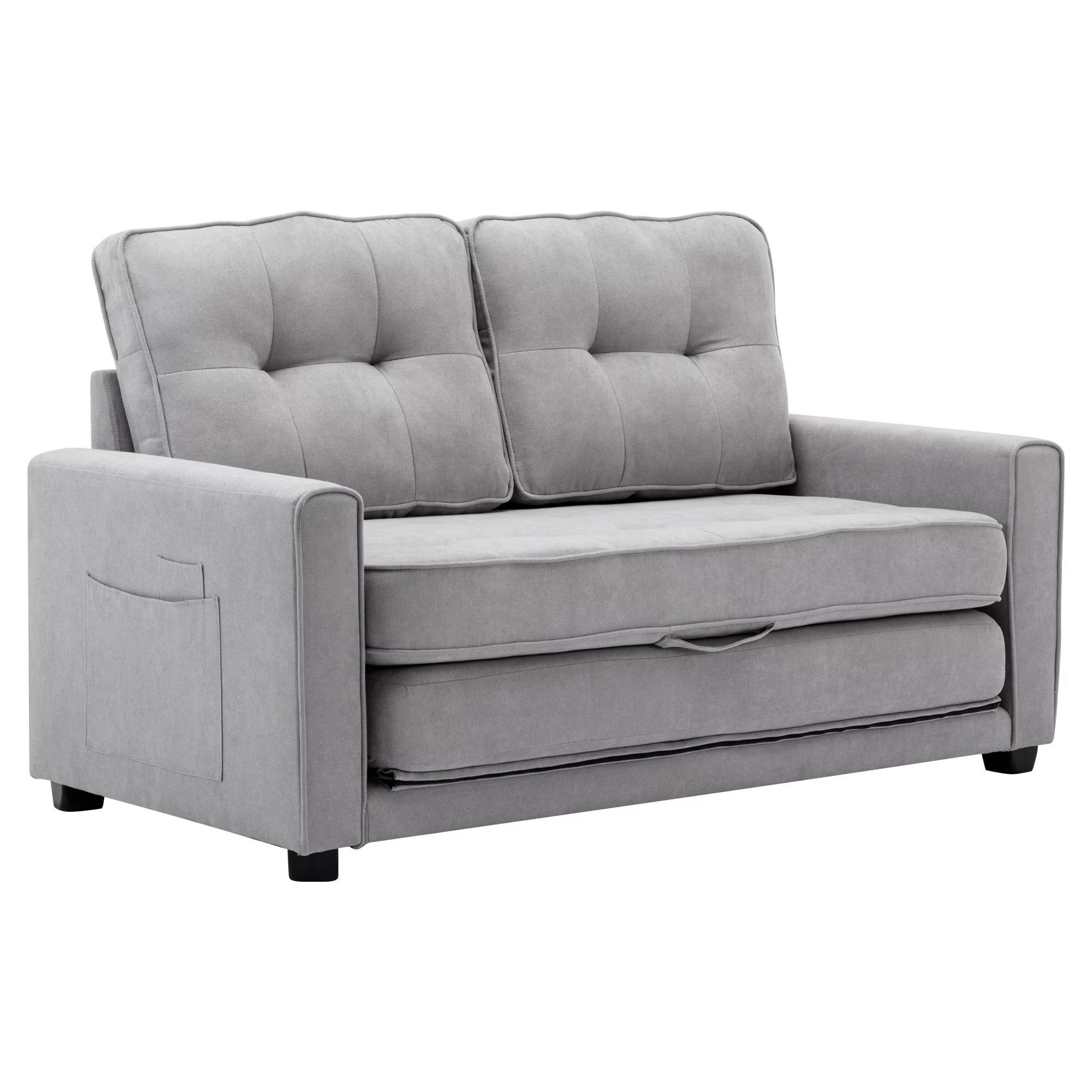 Grey Upholstered Loveseat Sofa with Pull-Out Bed B12129