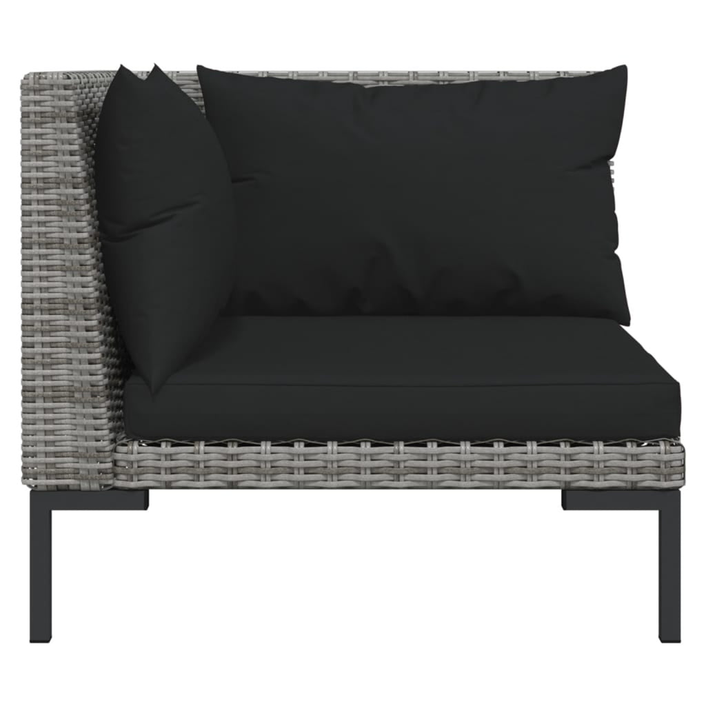 9 Piece Dark Gray Outdoor Sectional Sofa Set with Cushions Steel Frame O667
