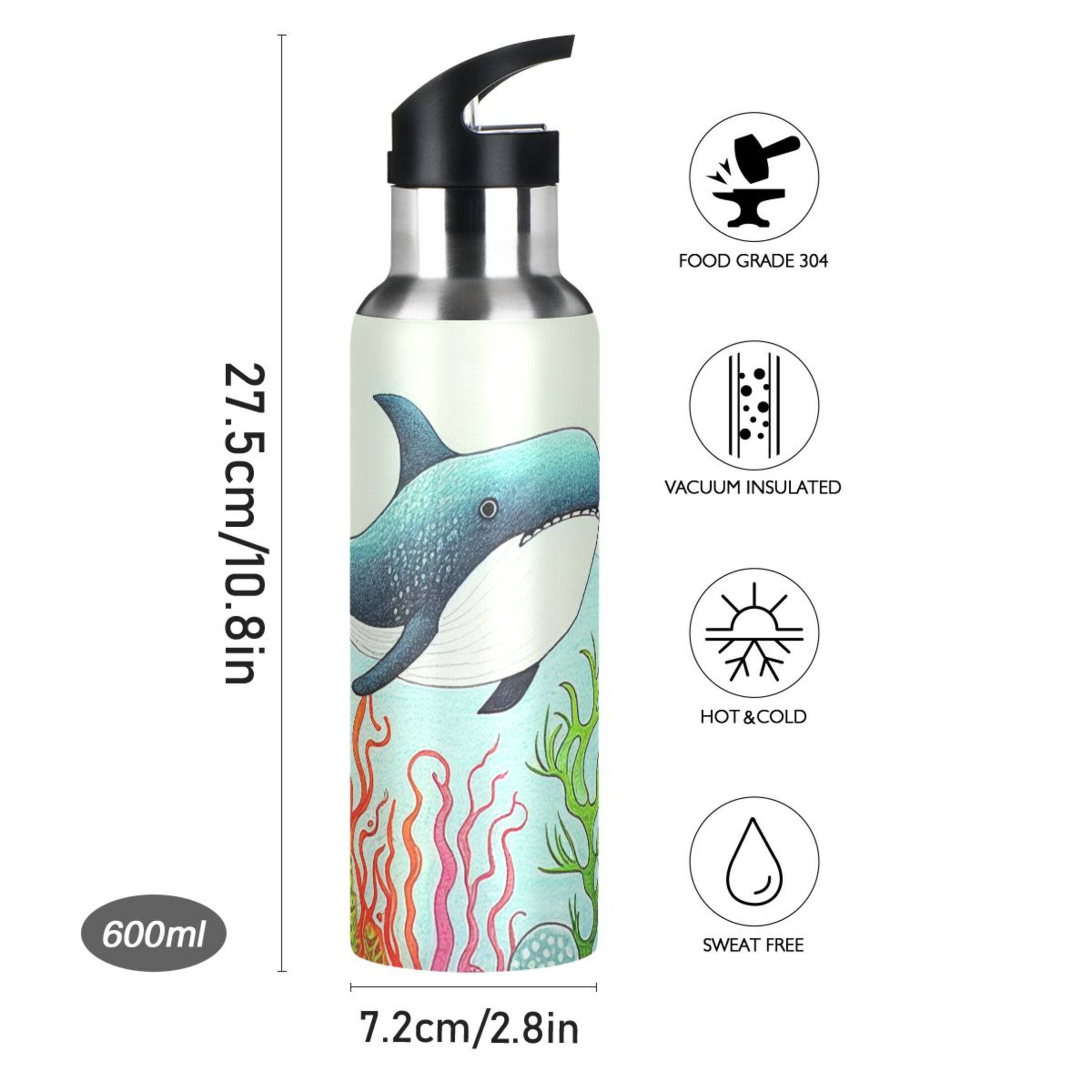 20 oz Insulated Stainless Steel Kids Bottle with Straw Lid H585