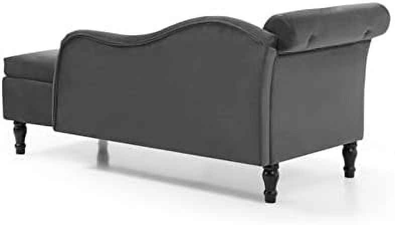 Blue Upholstered Chaise Lounge Chair with Pillow Solid Wood V455