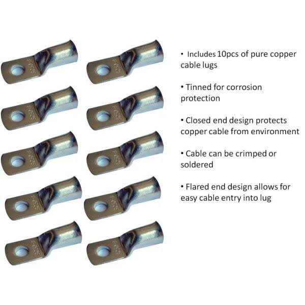 40 ft 2 AWG 10-Piece 3/8 in Tinned Copper Cable Lug Terminal Connectors with 3 ft Heat Shrink Tubing P595801