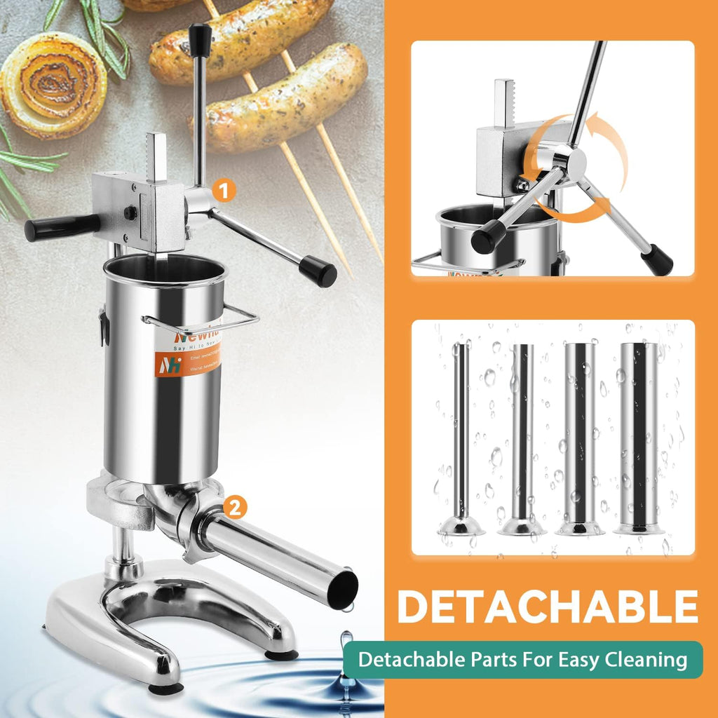 2L Manual Sausage Stuffer 4 Sausage Tubes Stainless Steel Meat Filler G70550