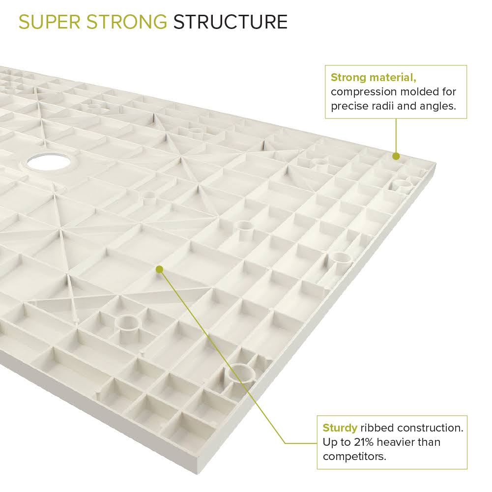 63-in L x 35.5-in Shower Base with Center Drain C117