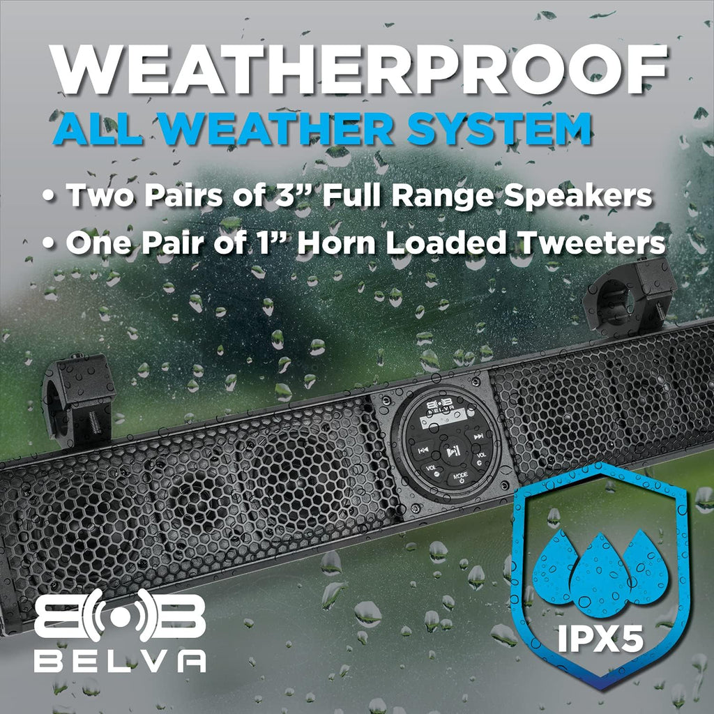 26” Wide Weatherproof Marine Sound Bar with Bluetooth Audio and Wireless Remote T40680